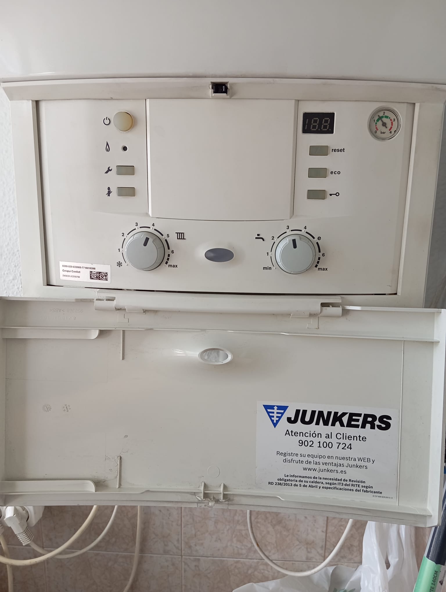 Panel de control caldera Junkers